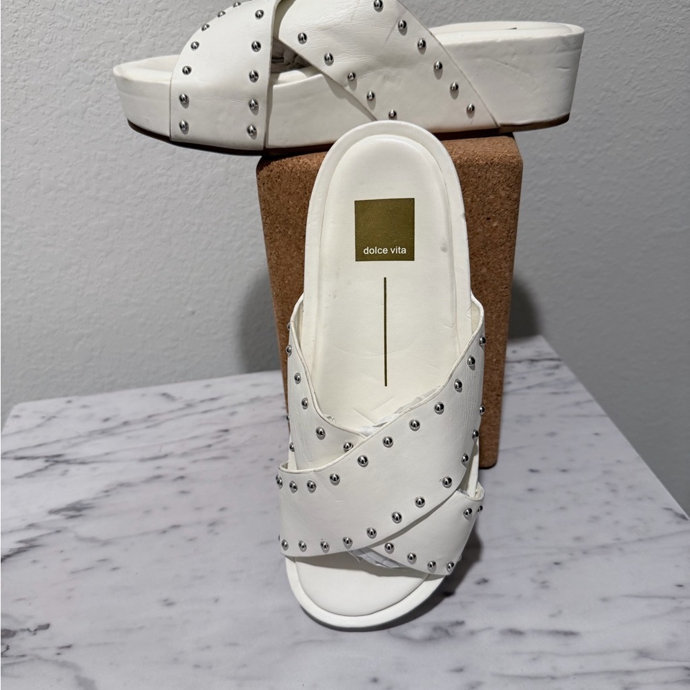 Dolce Vita White Studded Mules